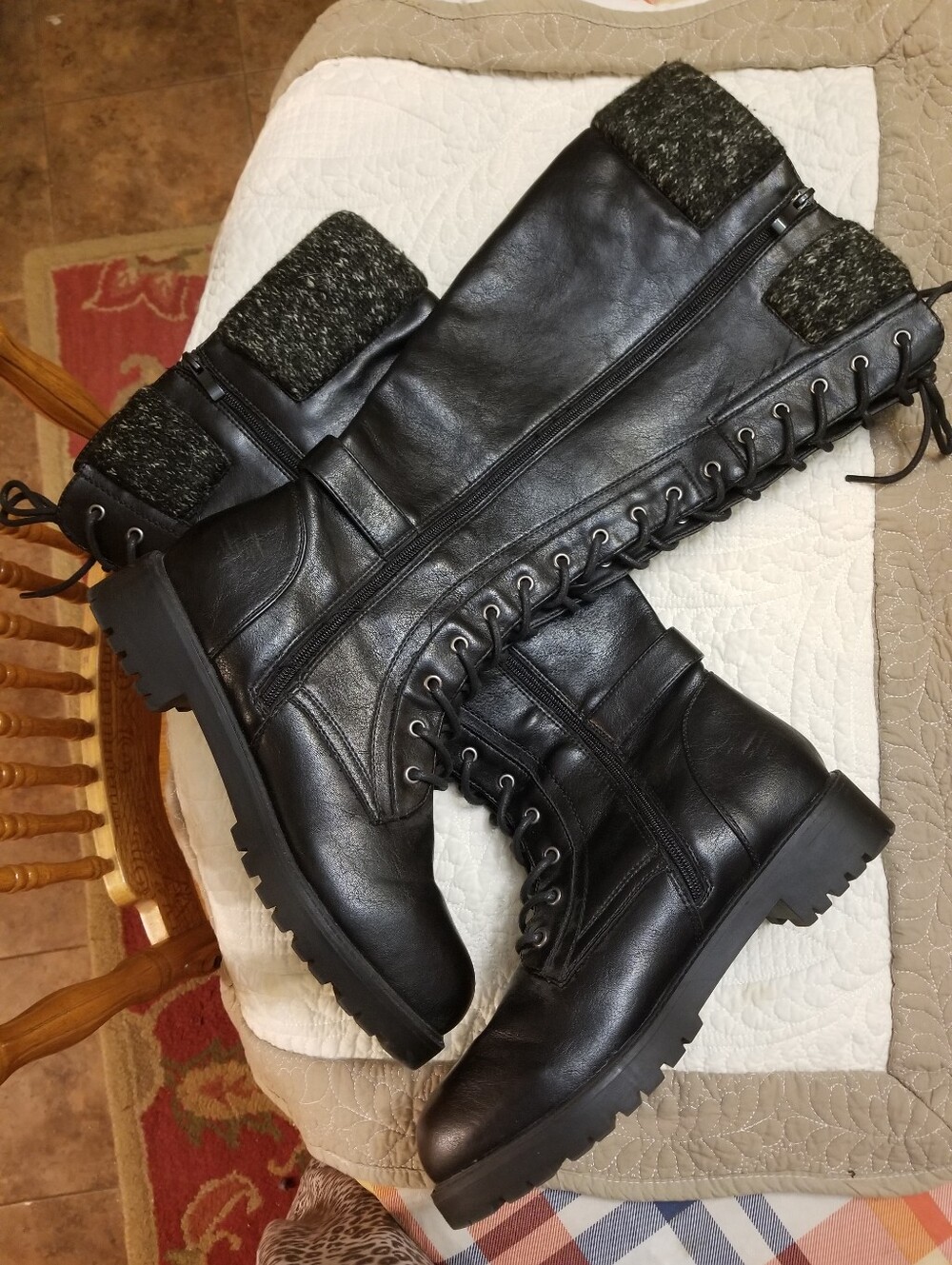 Torrid Black Lace-Up Knee-High Women's Combat Boots